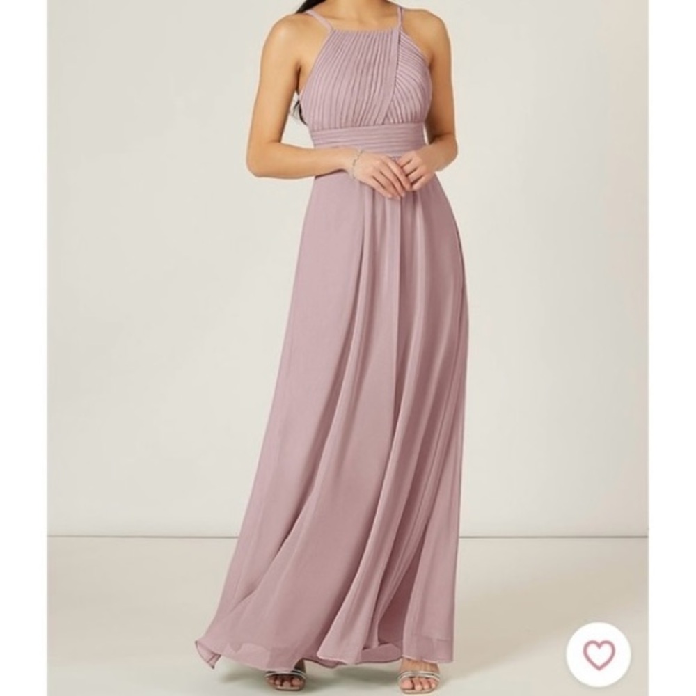 New Azazie Gaia Pleated Halter Maxi Dress